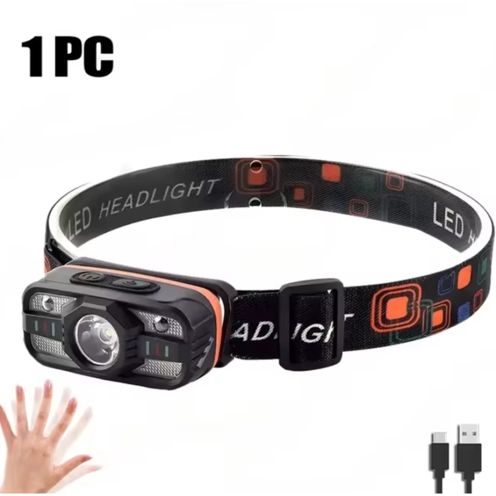 Налобний ліхтар PL-199, XPE-SMD, акум., ЗУ Type-C, сенсор