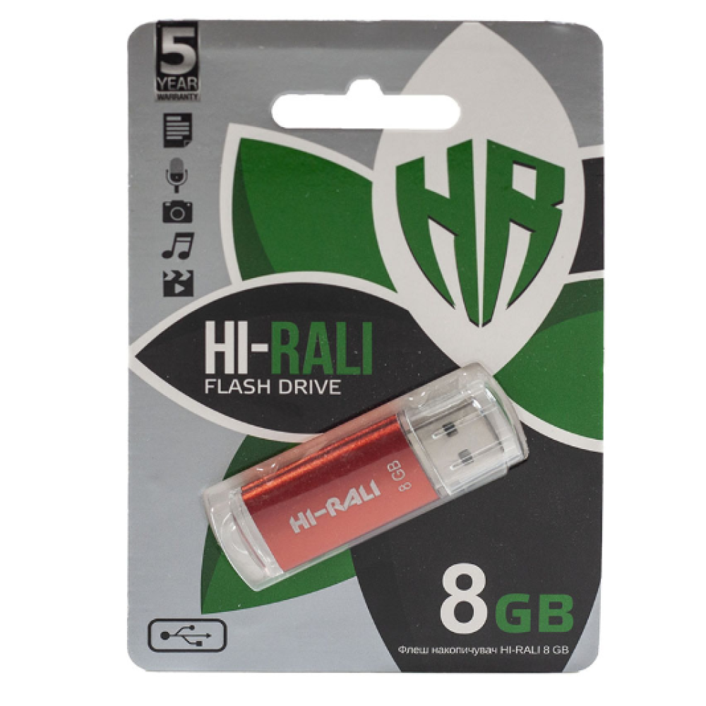 USB флеш накопичувач Hi-Rali 8GB, HI-8GBVCRD (Гарантія 3 роки)
