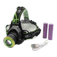 Налобний ліхтар PL107, BL-T106-T6, 2х18650, ЗУ microUSB, T6+Cob, Zoom