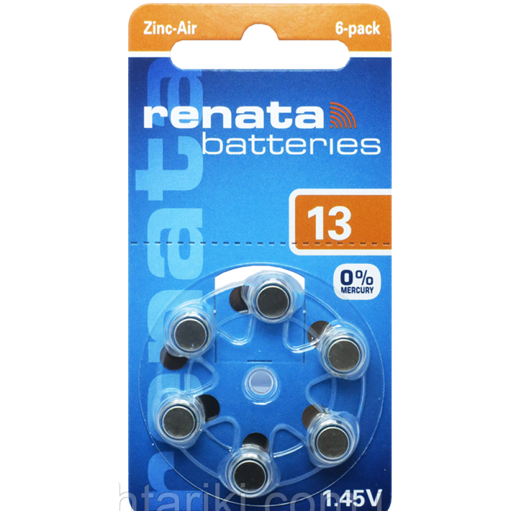 Батарейки-таблетки Renata ZA 13 / 1.45V / 6 шт. на блістері