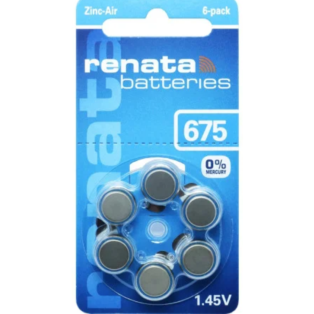Батарейки-таблетки Renata ZA 675 / 1.45V / 6 шт. на блістері