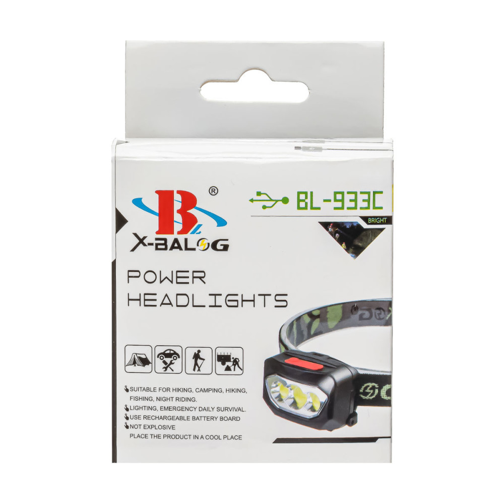 Налобний ліхтар Bailong BL-933C, Акк., LED+COB, MicroUSB, 5112