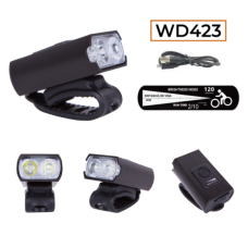 Велосипедна фара велофонарь акумуляторна, MicroUSB / 2LED / WD423