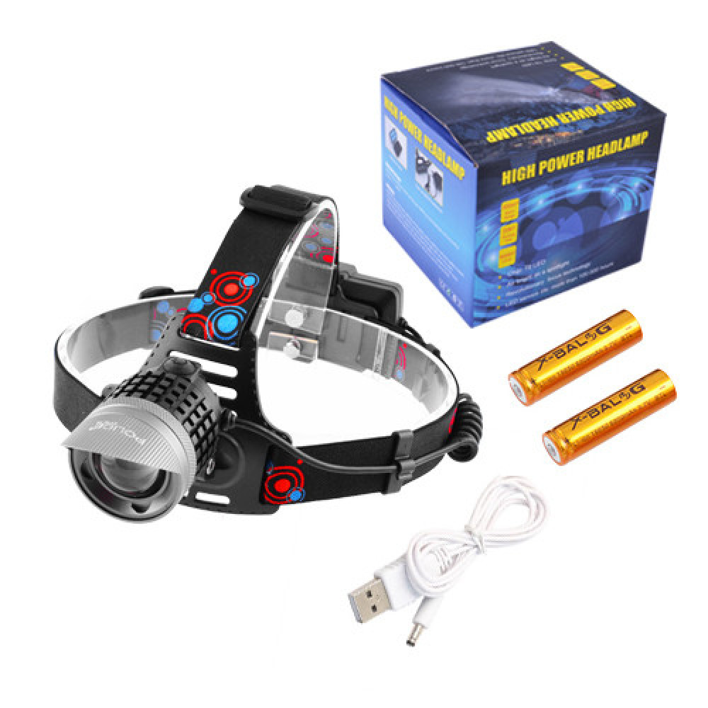 Налобний ліхтар Police 2170-T6, ЗУ micro USB, 2x18650, сигналізуюче світло