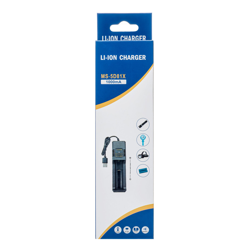 Зарядний пристрій для акумуляторів 1x18650 та ін./ від USB / Li-ion Charger MS-5D81X