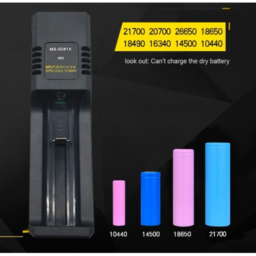 Зарядний пристрій для акумуляторів 1x18650 та ін./ від USB / Li-ion Charger MS-5D81X