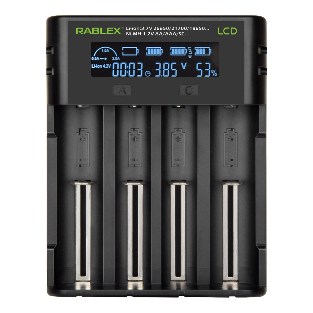 Зарядний пристрій Rablex RB405 4x18650 та ін. / від USB /