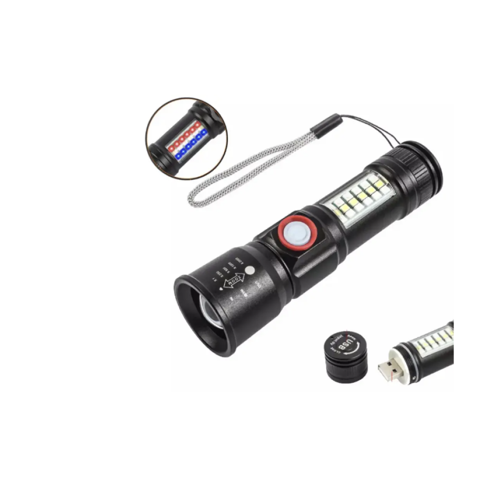 Ручний ліхтар SY-1903C-P50+SMD+RGB, Li-Ion акум. ЗУ USB, зум