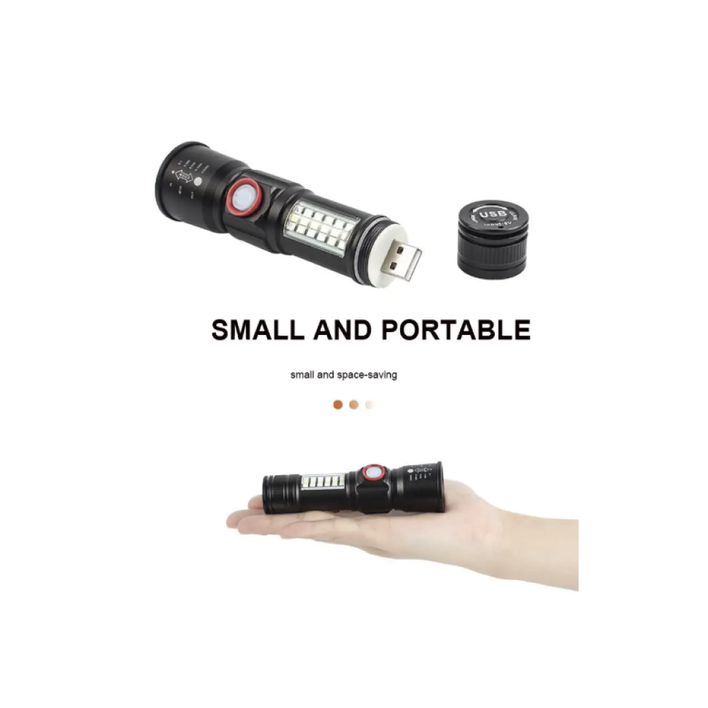 Ручний ліхтар SY-1903C-P50+SMD+RGB, Li-Ion акум. ЗУ USB, зум