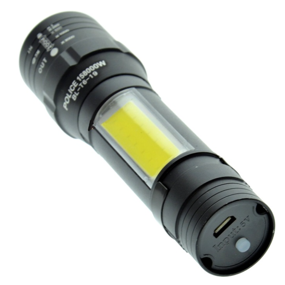 Ручний ліхтар Police BL-T6-19S, XPE COB, зум, microusb, вбудований акум