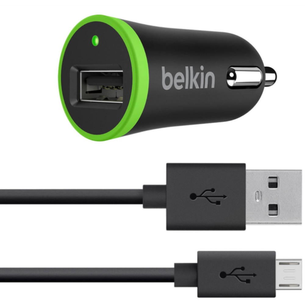 Автомобільний зарядний пристрій USB x 1 belkin, 10 WATT, 1.2 м кабель MicroUSB