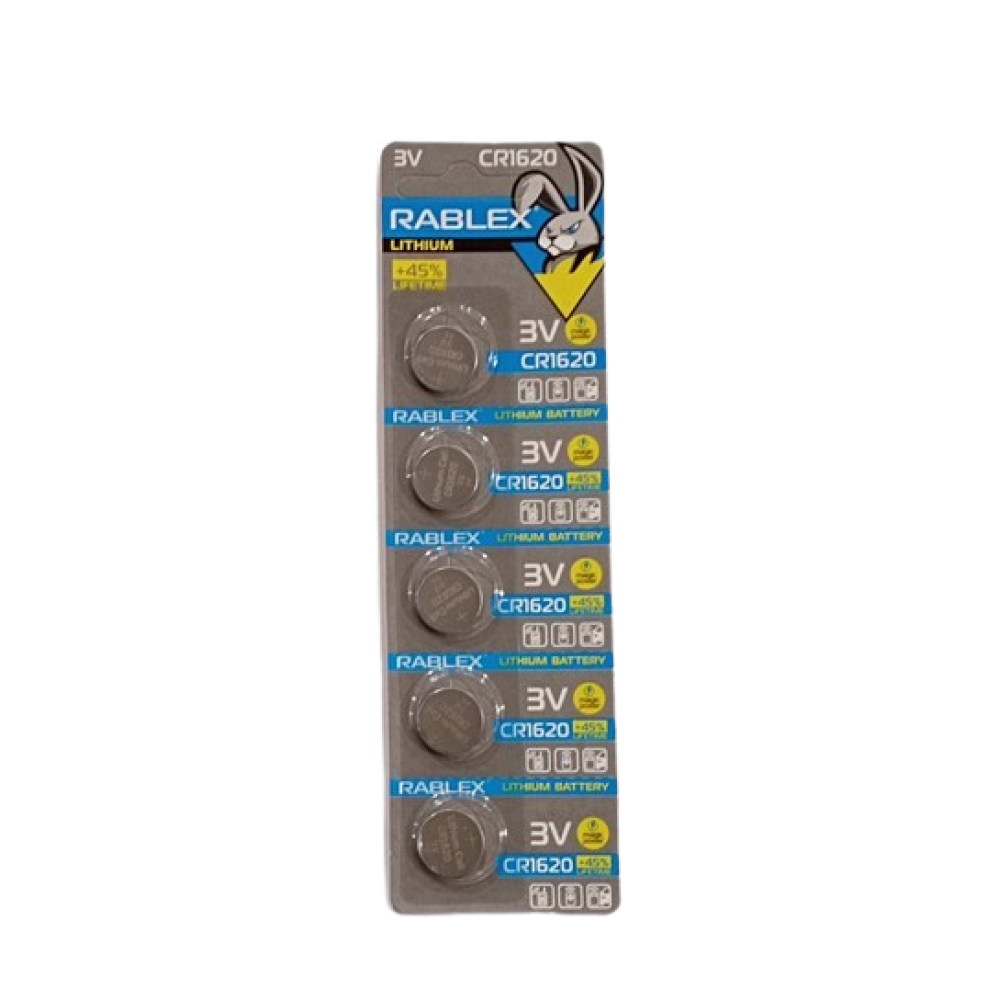 Батарейки-Таблетки Rablex CR1620/3V блістер 5шт.