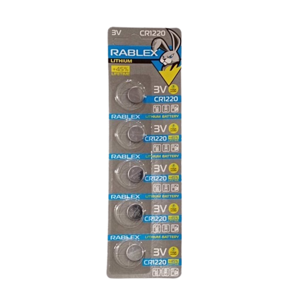 Батарейки-таблетки Rablex CR1220/3V блістер 5шт.
