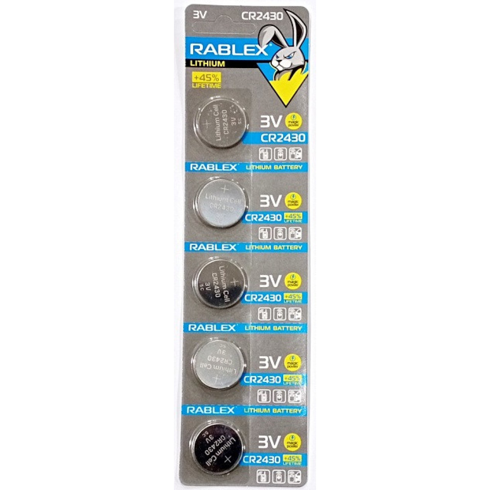 Батарейки-таблетки Rablex CR2430/3V блістер 5шт.