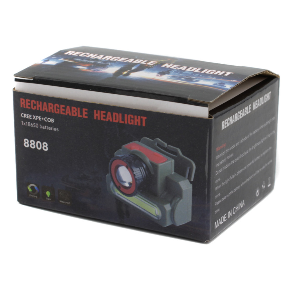 Налобний ліхтар PL118, Акк., T5+Cob, ЗУ MicroUSB, 8808