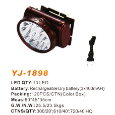 Налобний фонар Yajia YJ-1898, Акумулятор, 13LED