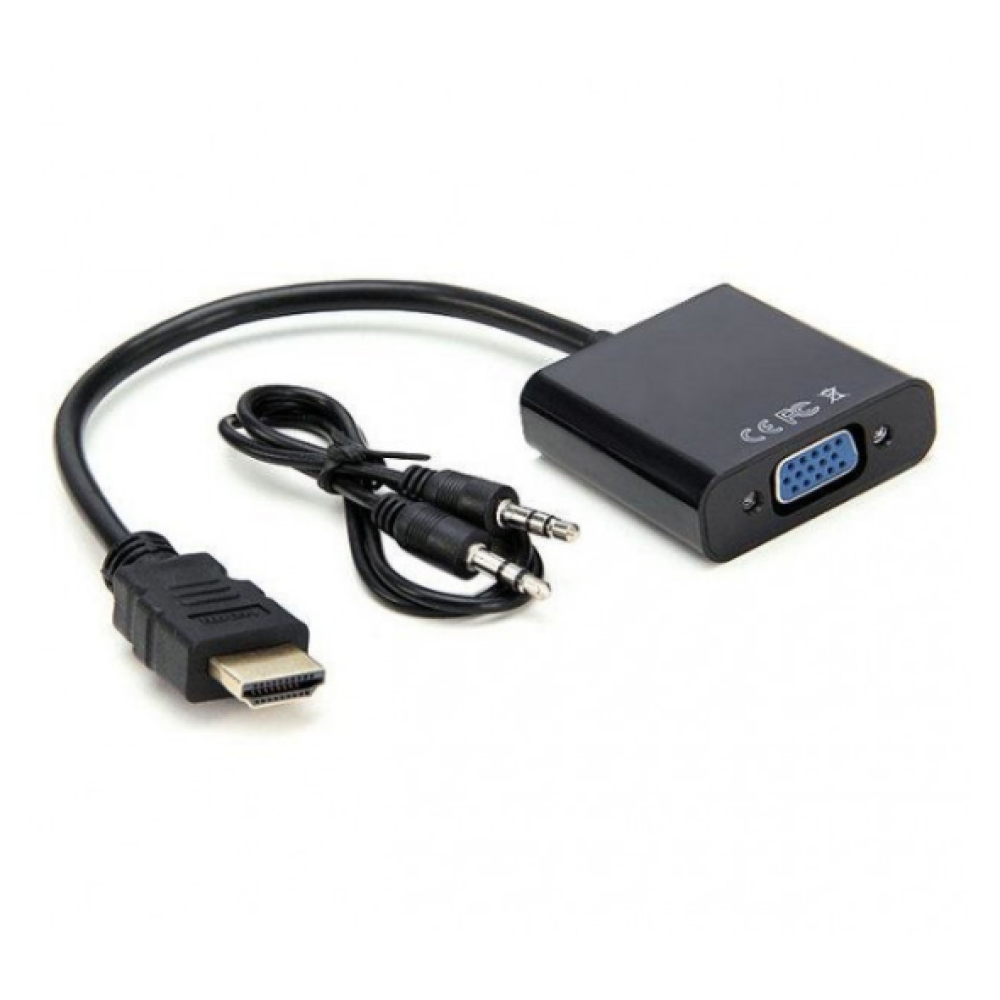 Адаптер перехідник HDMI на VGA + AUX конвертер активний процесор