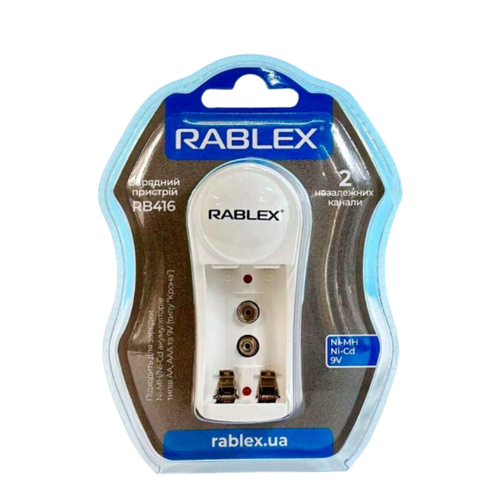 Зарядний пристрій Rablex RB416 на 2 AA/AAA R3/R6 1.2V/ 1 Крона 9V