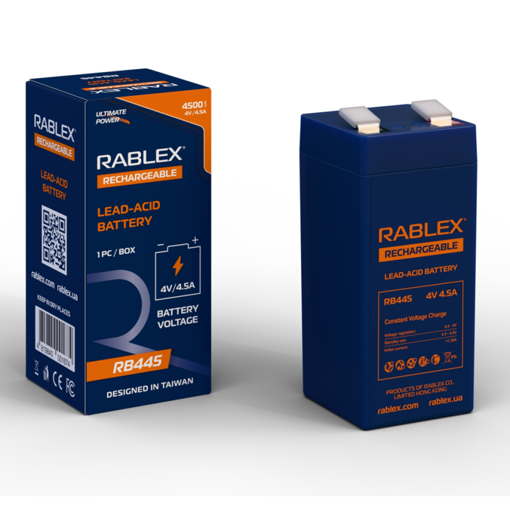 Акумуляторна батарея Rablex 4V 4.5Ah (RB445), свинцево-кислотна (SLA)