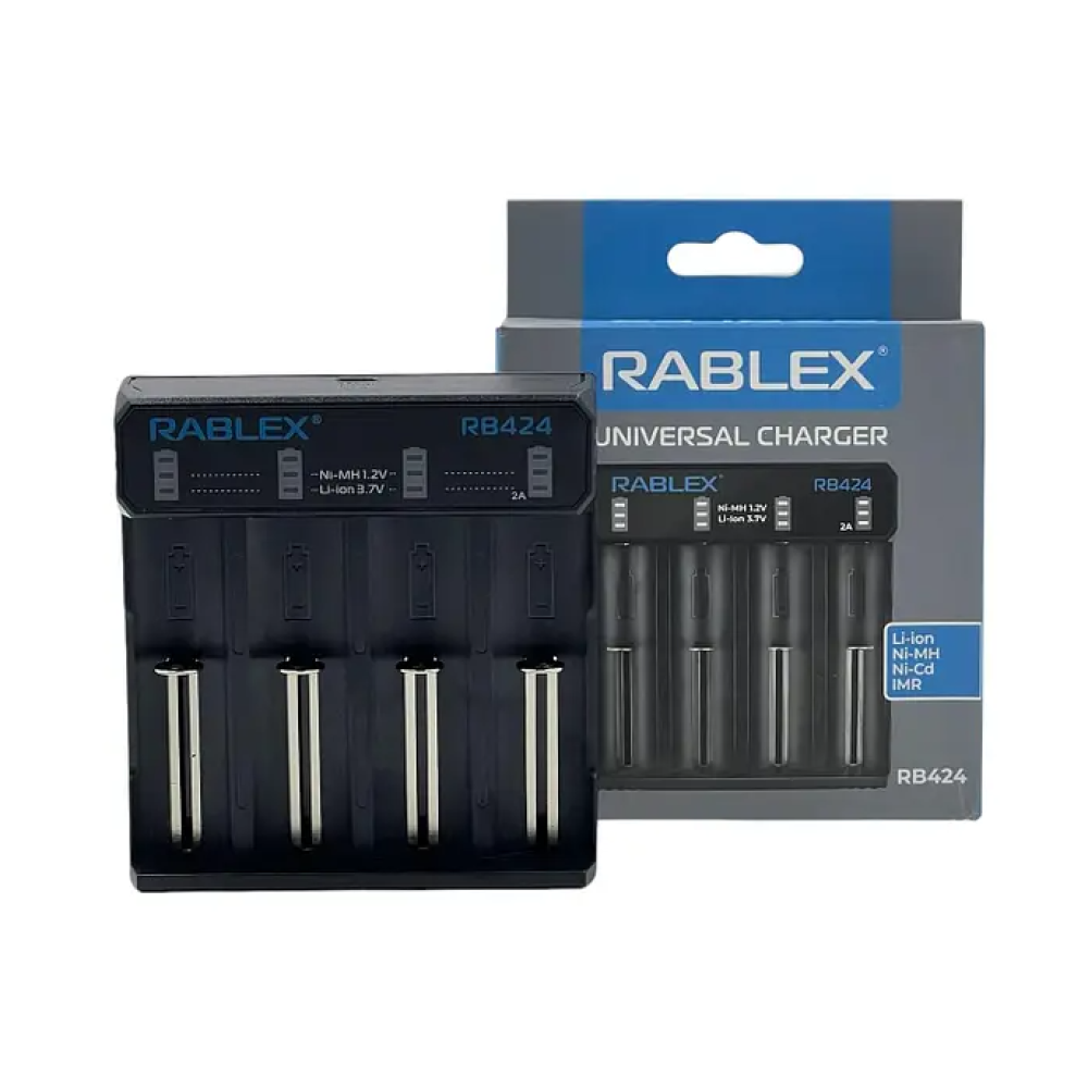 Зарядний пристрій Rablex RB424 універсальний на 4 акум. (Ni-MH/Ni-Cd: AA, AAA, AAAA, C, SC, F6; L