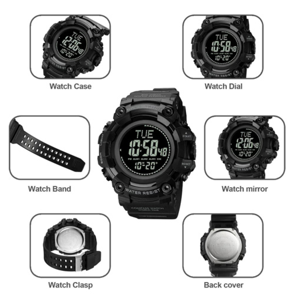 Годинники наручні SKMEI 2037BK, BLACK, Компас, 10292