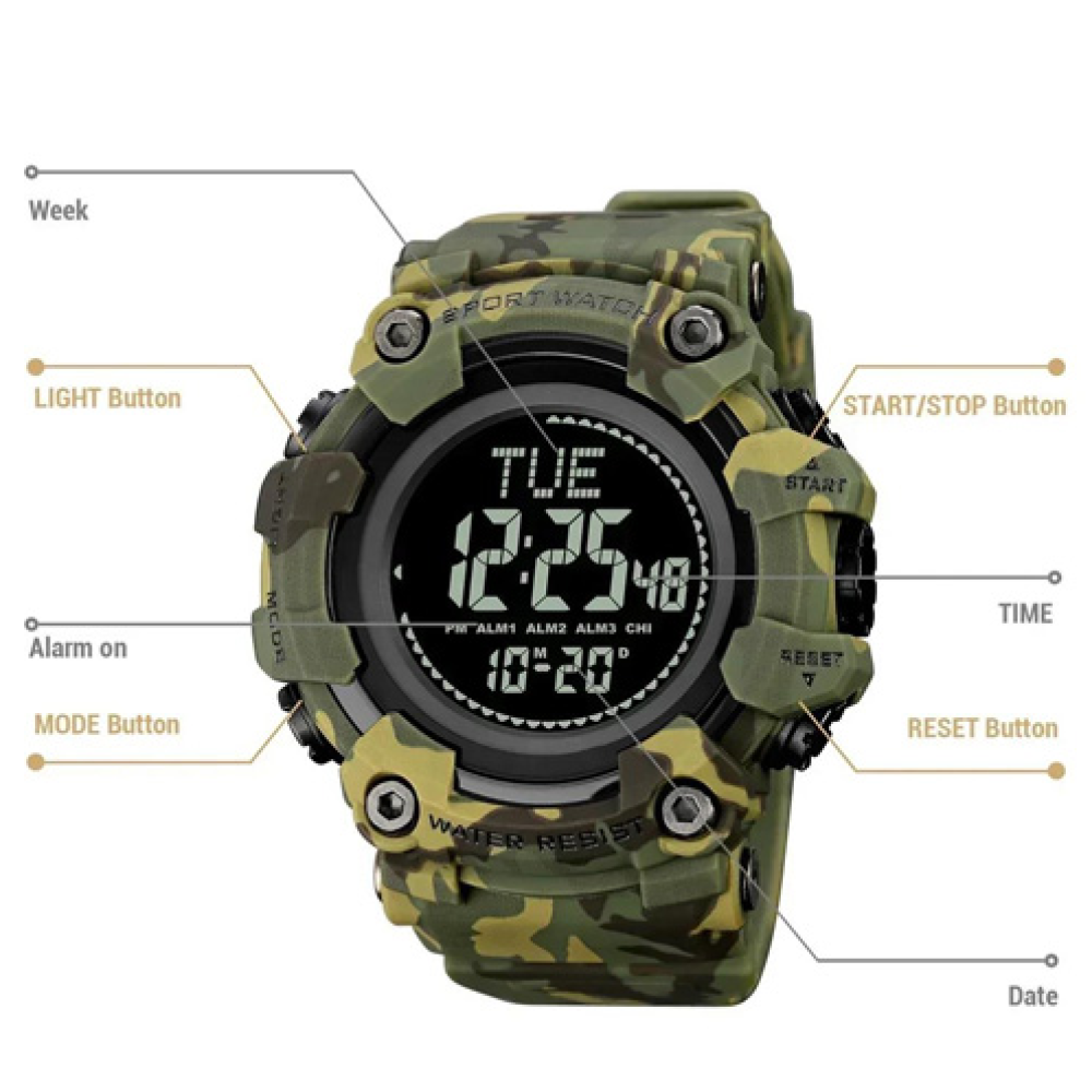 Годинники наручні SKMEI 2037CMGN, ARMY GREEN CAMO, Компас, 10293