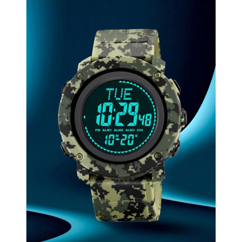 Годинники наручні SKMEI 2095CMGN, ARMY GREEN CAMOUFLAGE, Компас, 10307