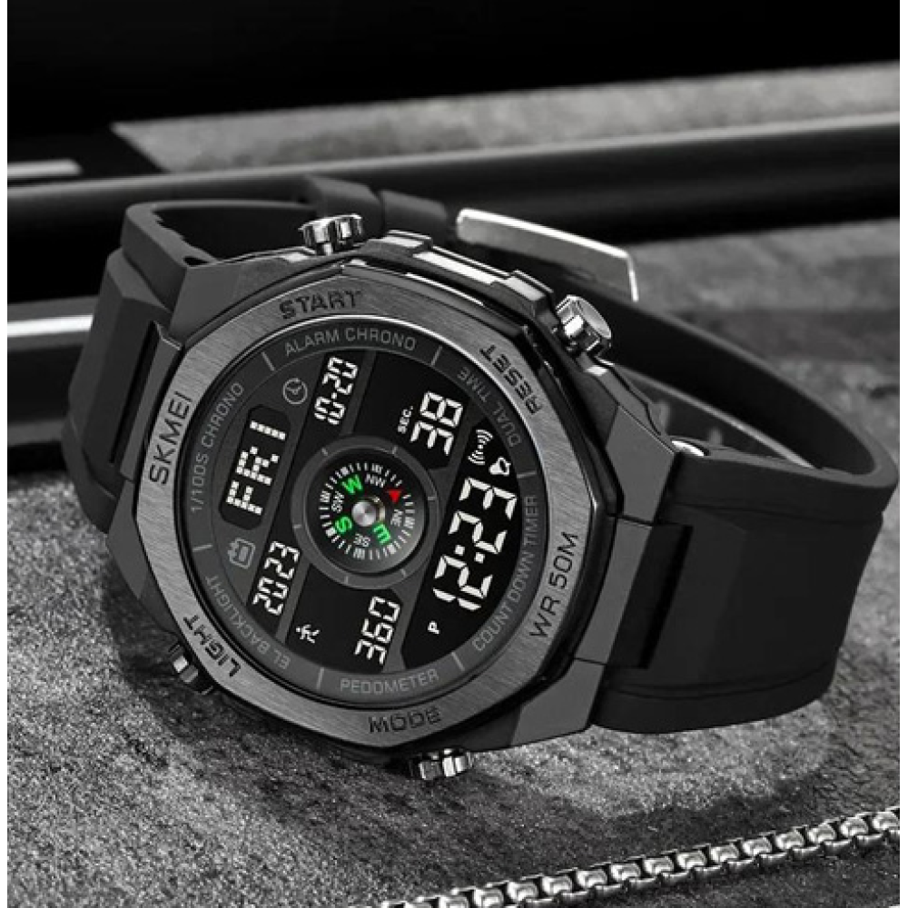 Годинники наручні SKMEI 2209BKBK, BLACK-BLACK, Компас, Педометр, 10323