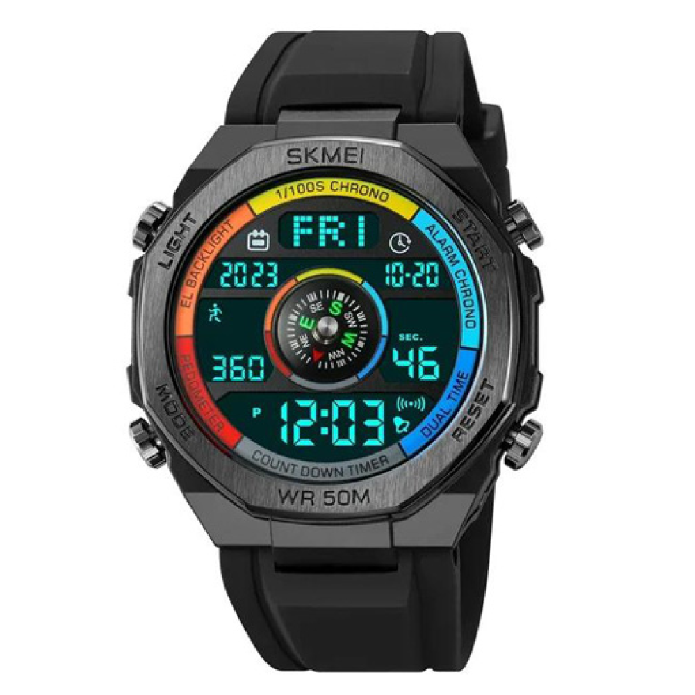 Годинники наручні SKMEI 2209CKBK, COLORFUL/BLACK, Компас, Педометр, 10351