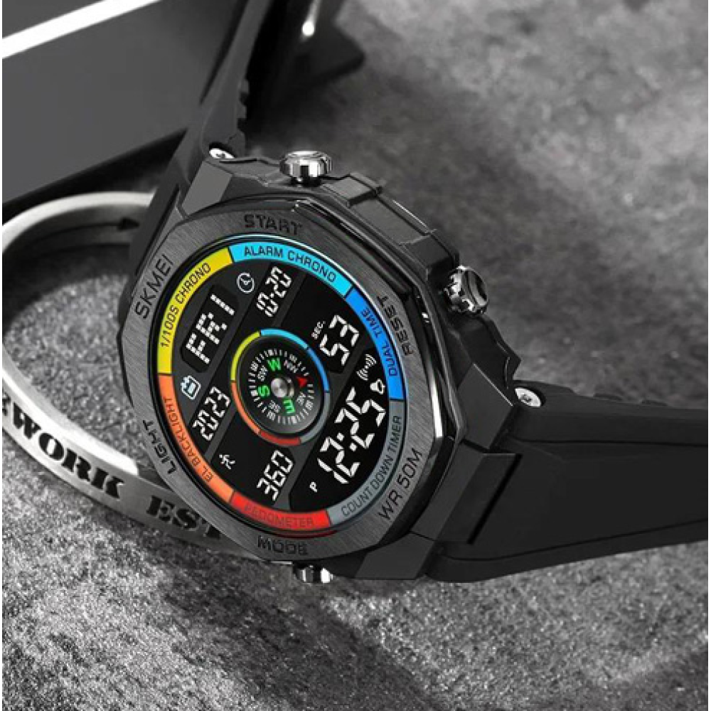 Годинники наручні SKMEI 2209CKBK, COLORFUL/BLACK, Компас, Педометр, 10351