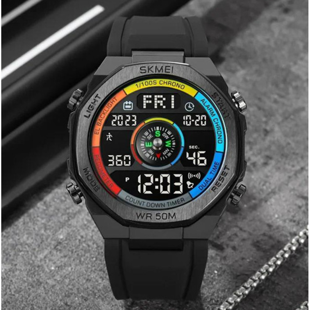 Годинники наручні SKMEI 2209CKBK, COLORFUL/BLACK, Компас, Педометр, 10351