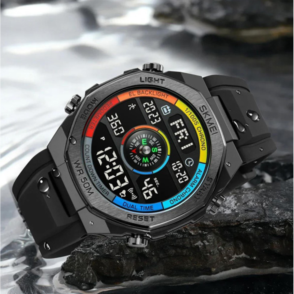 Годинники наручні SKMEI 2209CKBK, COLORFUL/BLACK, Компас, Педометр, 10351