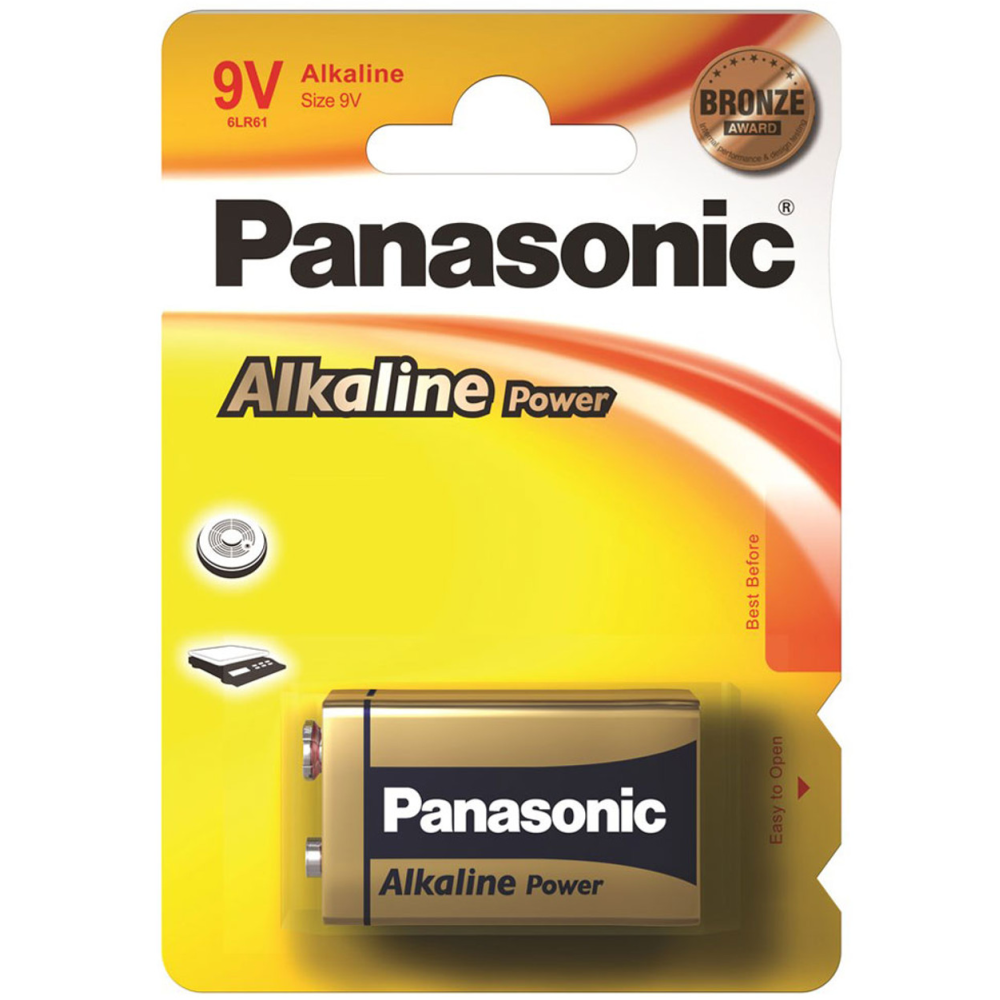 Батарейка Panasonic Крона 6F22, 9V, Алюмінієва