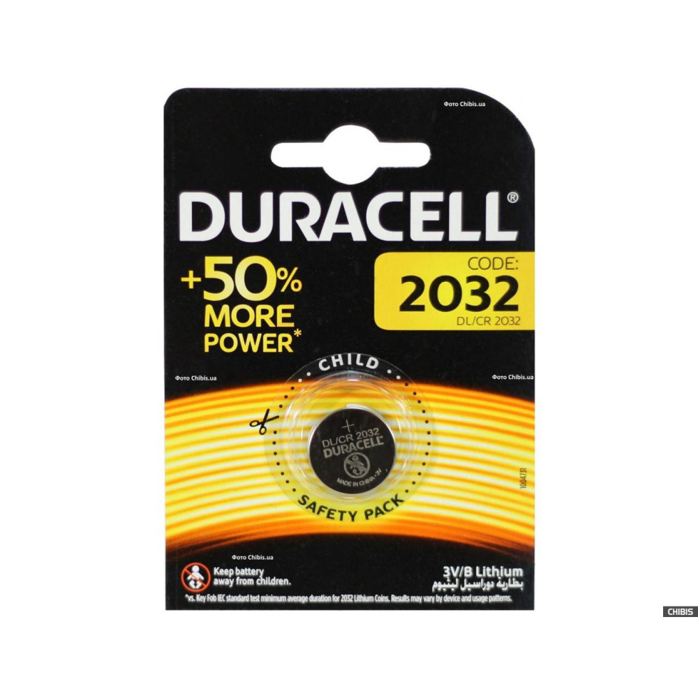 Батарейки-таблетки Duracell CR2032 / 3V блістер 5 шт.