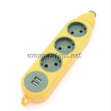 Колодка під подовжувач ADVANCED на 3 гнізда + USB 16А-220V