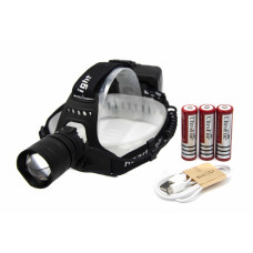 Налобний ліхтар P53, 3х18650, ЗУ MicroUSB, P50 LED, Zoom