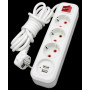 Подовжувач RLFR з заземленням 3 розетки 2 метри + USB