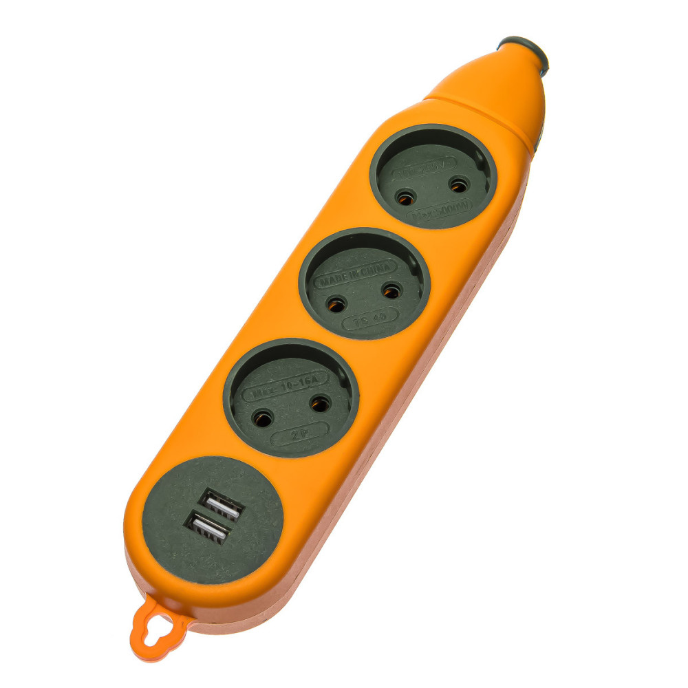 Подовжувач ADVANCED на 3+3 гнізда + USB, 16А-220В
