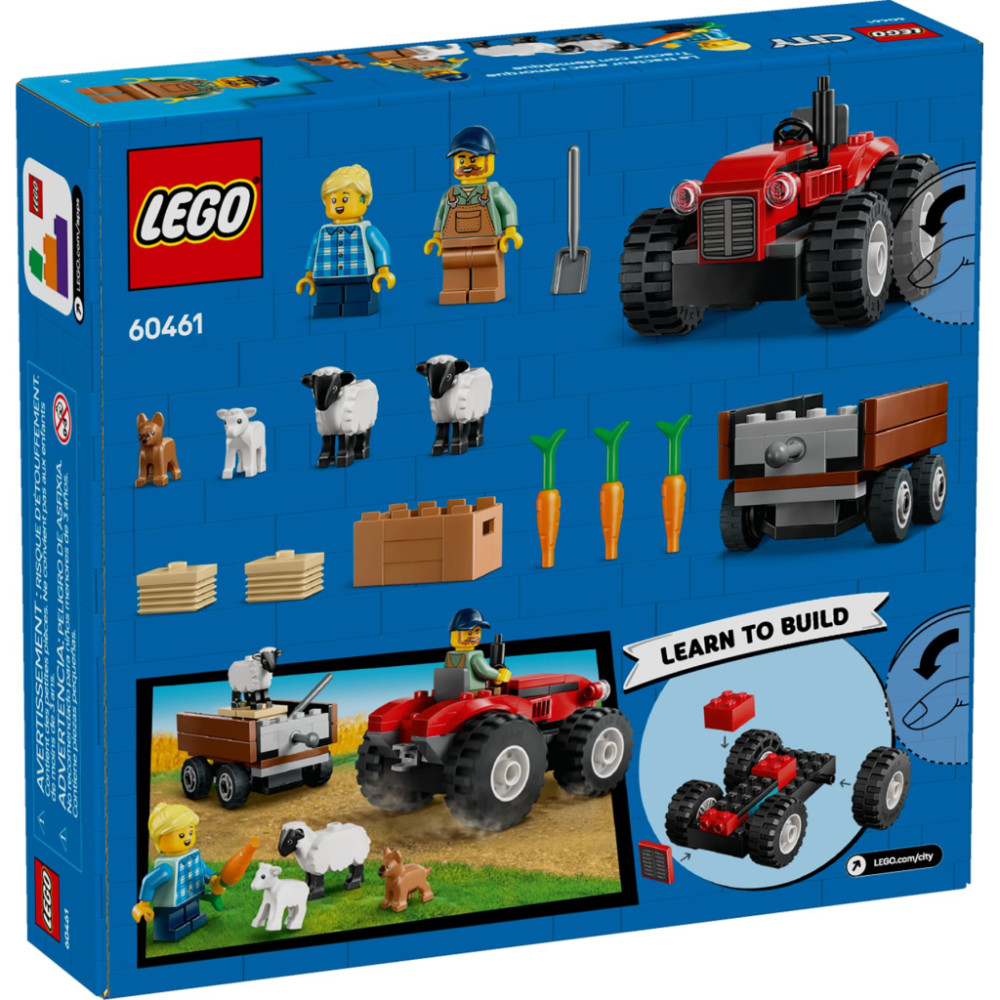 Конструктор LEGO City Червоний фермерський трактор із причепом і вівцями (60461)