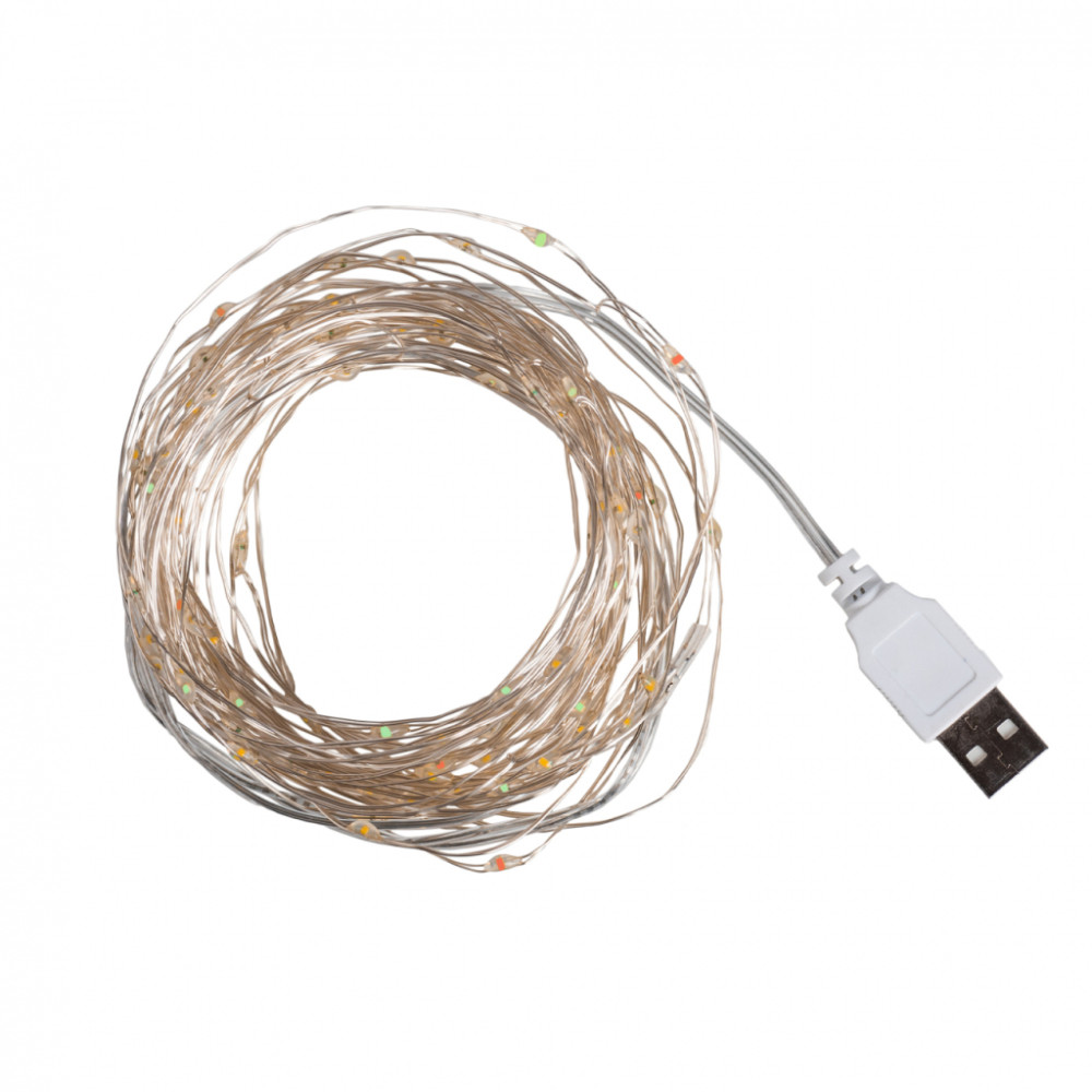 Гірлянда YES! Fun Нитка на мідному дроті 100 LED Різнокольорова 10 м Статична USB (975037)