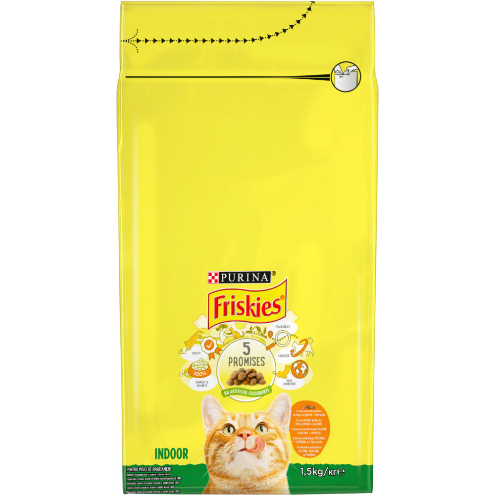 Сухий корм для кішок Purina Friskies Indoor з куркою та овочами 1.5 кг (7613031341887)