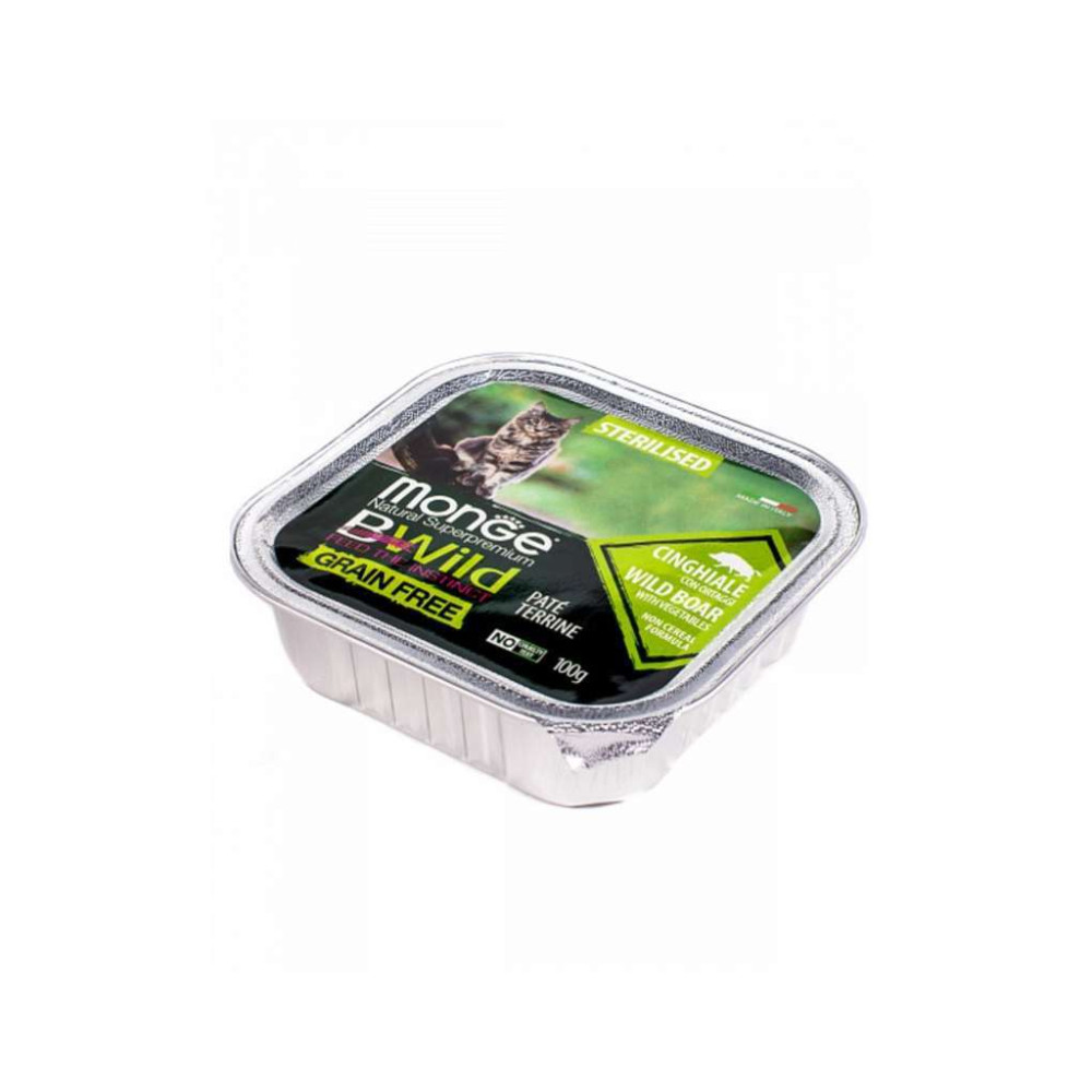 Паштет для котів Monge BWild Grain Free Wet Wild Boar Sterilised Cat 100 г (8009470012904)