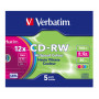 Диск CD Verbatim CD-RW 700Mb 12X SlimBox 5шт Color (43167) Диск CD Verbatim CD-RW 700Mb 12X SlimBox 5шт Color (43167)
