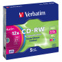 Диск CD Verbatim CD-RW 700Mb 12X SlimBox 5шт Color (43167) Диск CD Verbatim CD-RW 700Mb 12X SlimBox 5шт Color (43167)