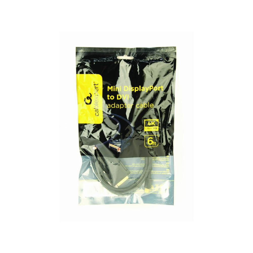 Кабель мультимедійний miniDisplayPort M to DVI M 1.8m 24+1pin Cablexpert (CC-mDPM-DVIM-6)