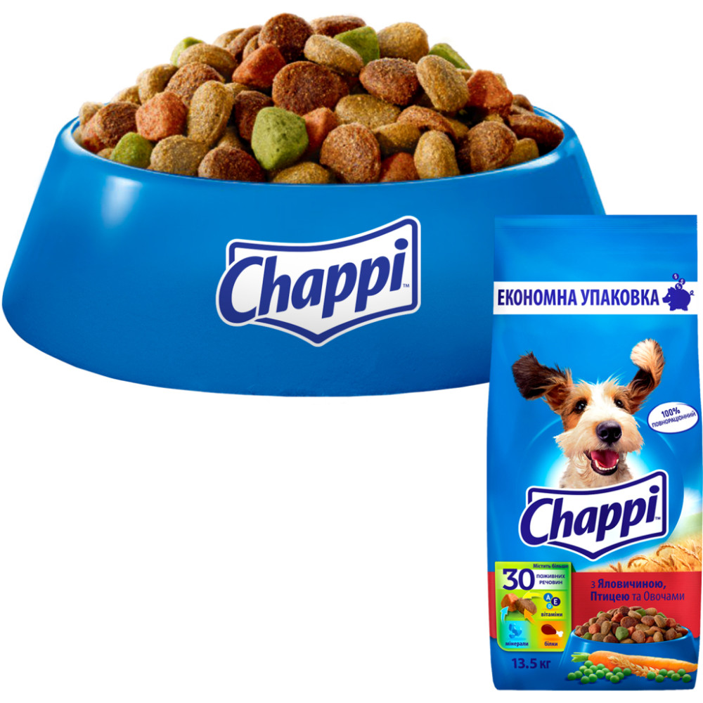 Сухий корм для собак Chappi з яловичиною, птицею та овочами 13.5 кг (5998749128329)