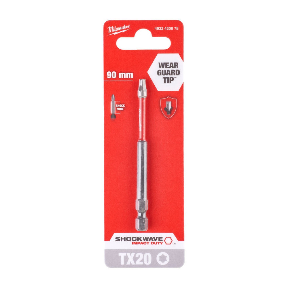 Біта для шуруповерта Milwaukee SHOCKWAVE, TX20, 90мм 1шт (4932430878)