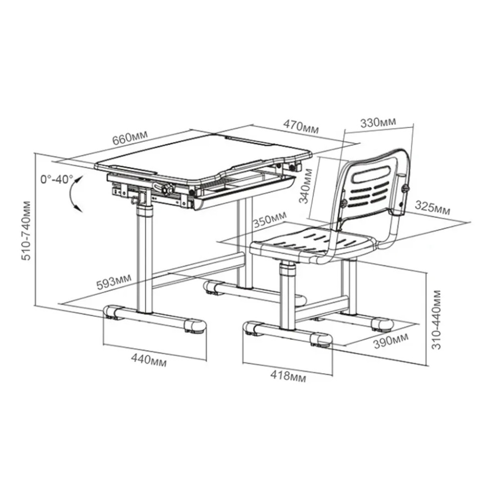 Парта зі стільцем FunDesk Piccolino Grey (211459)