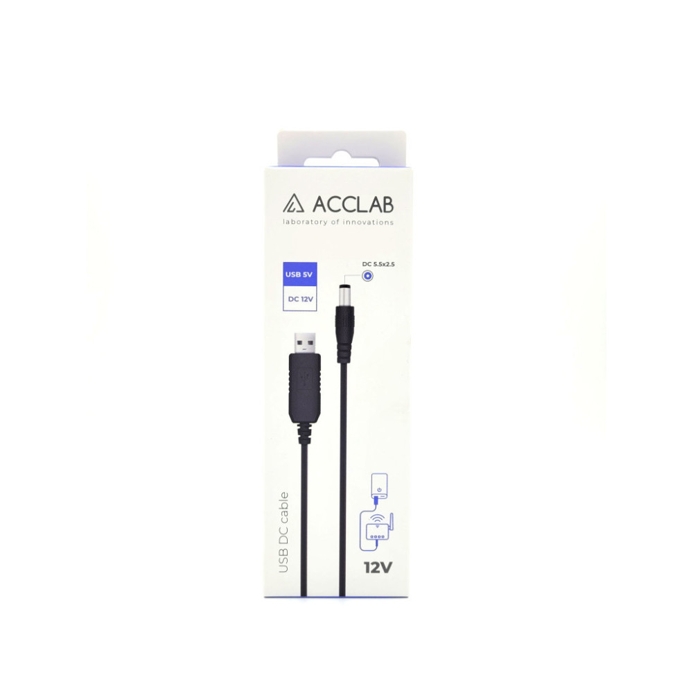 Кабель живлення USB to DC 5.5х2.5mm 12V 1.0A ACCLAB (1283126552847)