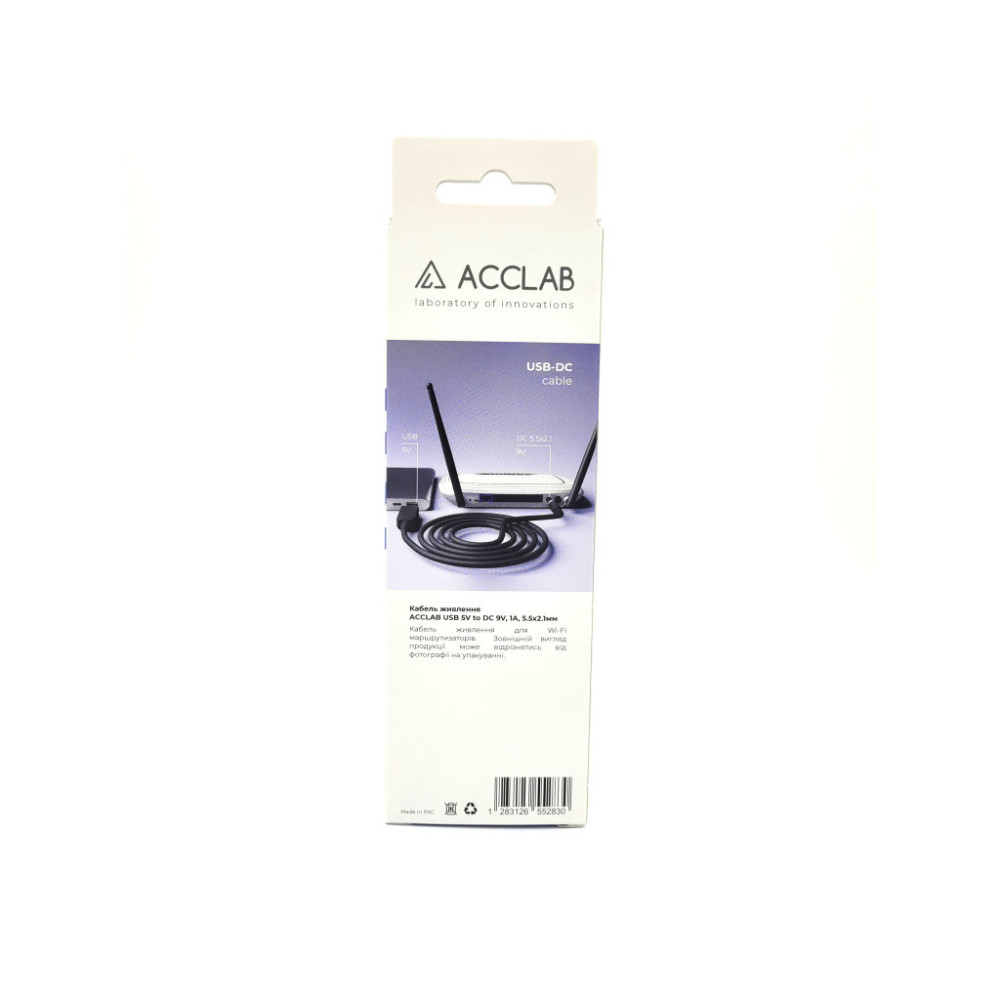 Кабель живлення USB to DC 5.5х2.5mm 12V 1.0A ACCLAB (1283126552847)